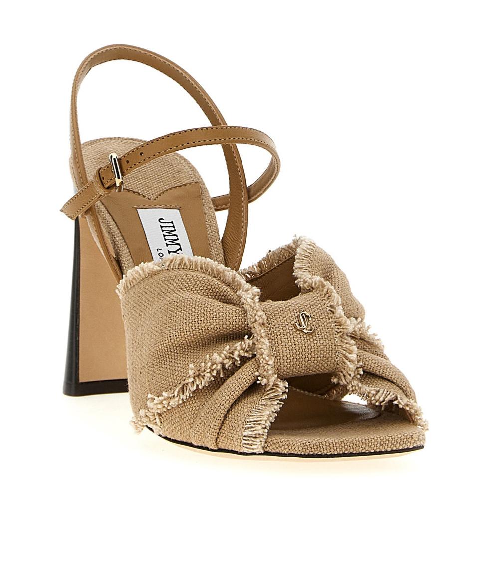 ☆国内発送☆ Jimmy Choo Annika' sandals Annika Mule 35 | Gold Raffia & Metallic Nappa Sandals