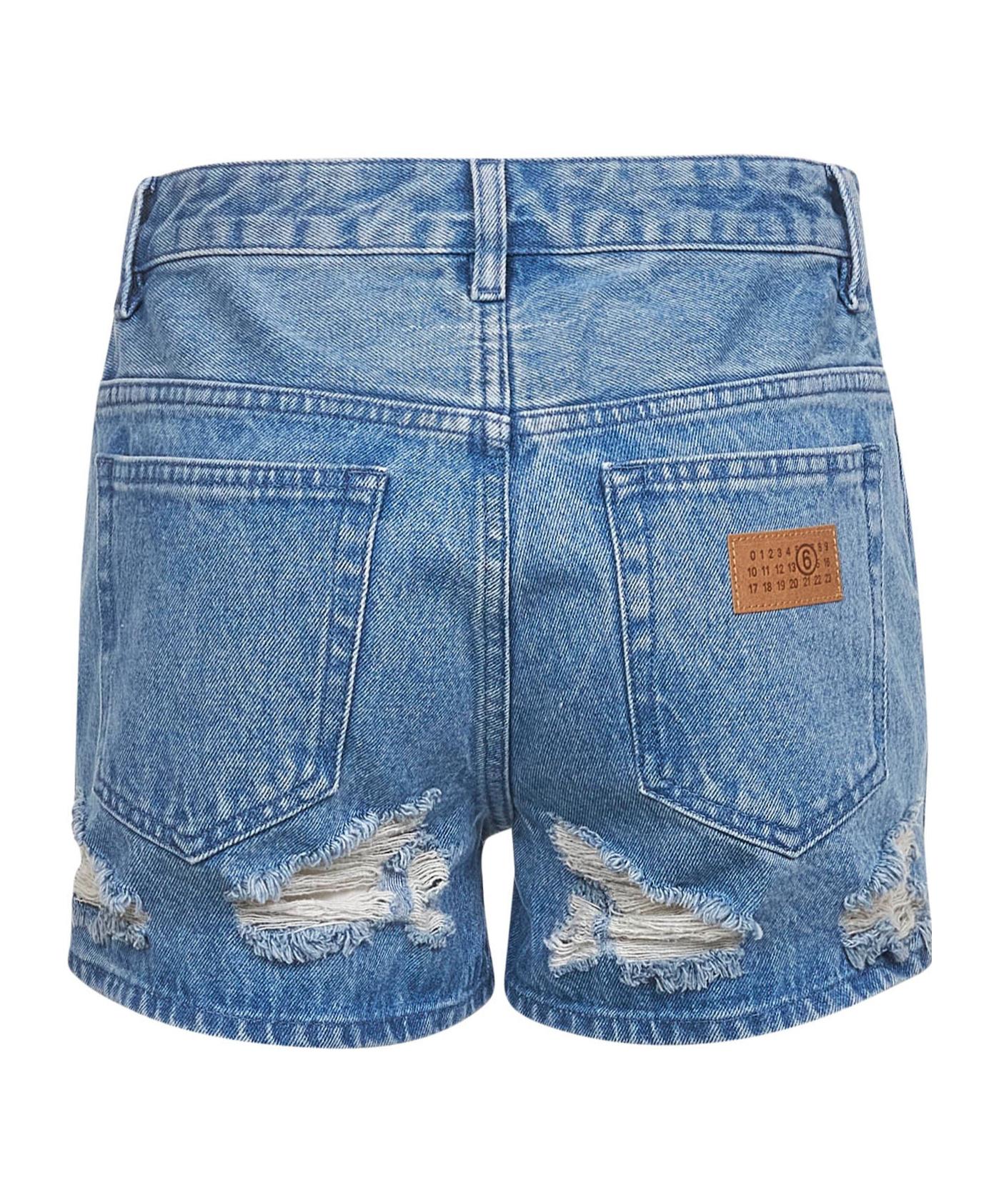 ショートパンツ MM6 Maison Margiela DENIM SHORT BROKEN MM6 MAISON MARGIELA Distressed denim shorts | THE OUTNET