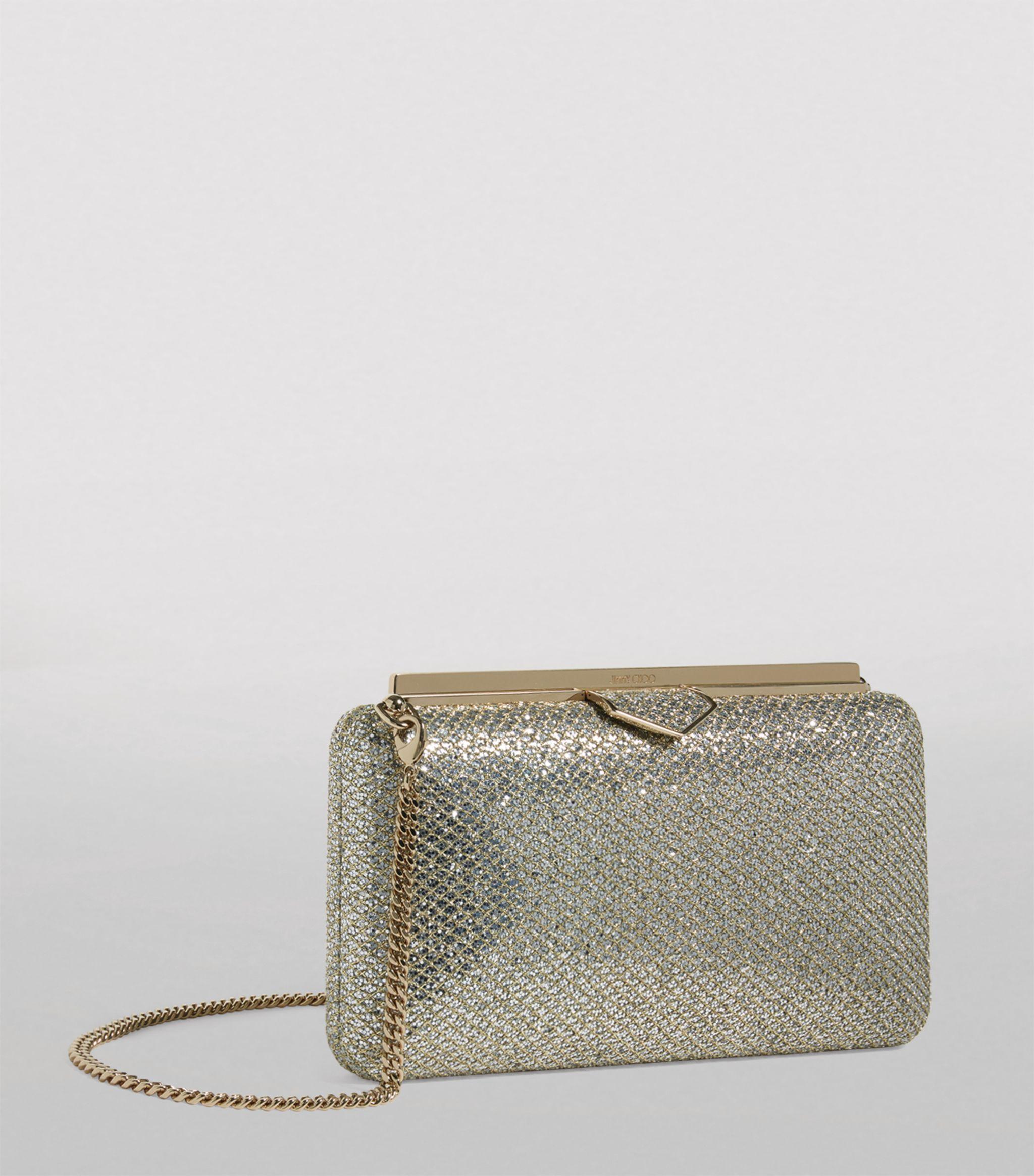 Jimmy Choo Ellipse Glitter Clutch Bag in Gray Lyst