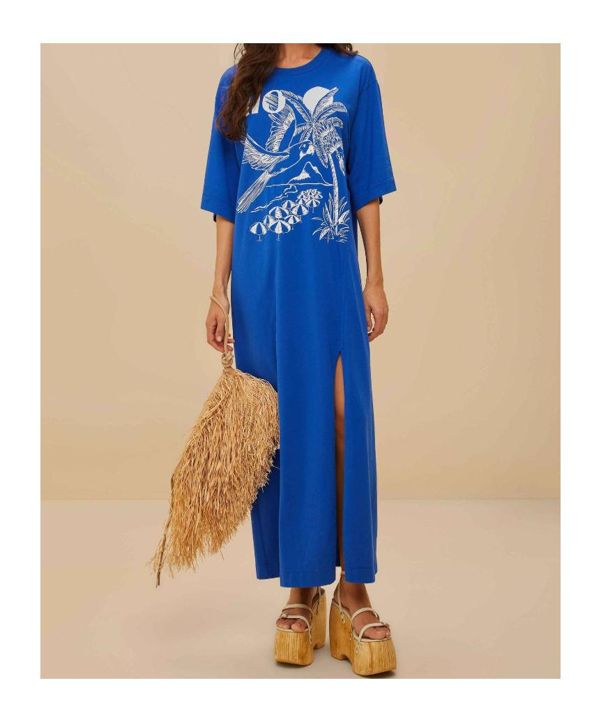 FARM Rio Rio Organic Cotton Maxi Dress in Blue