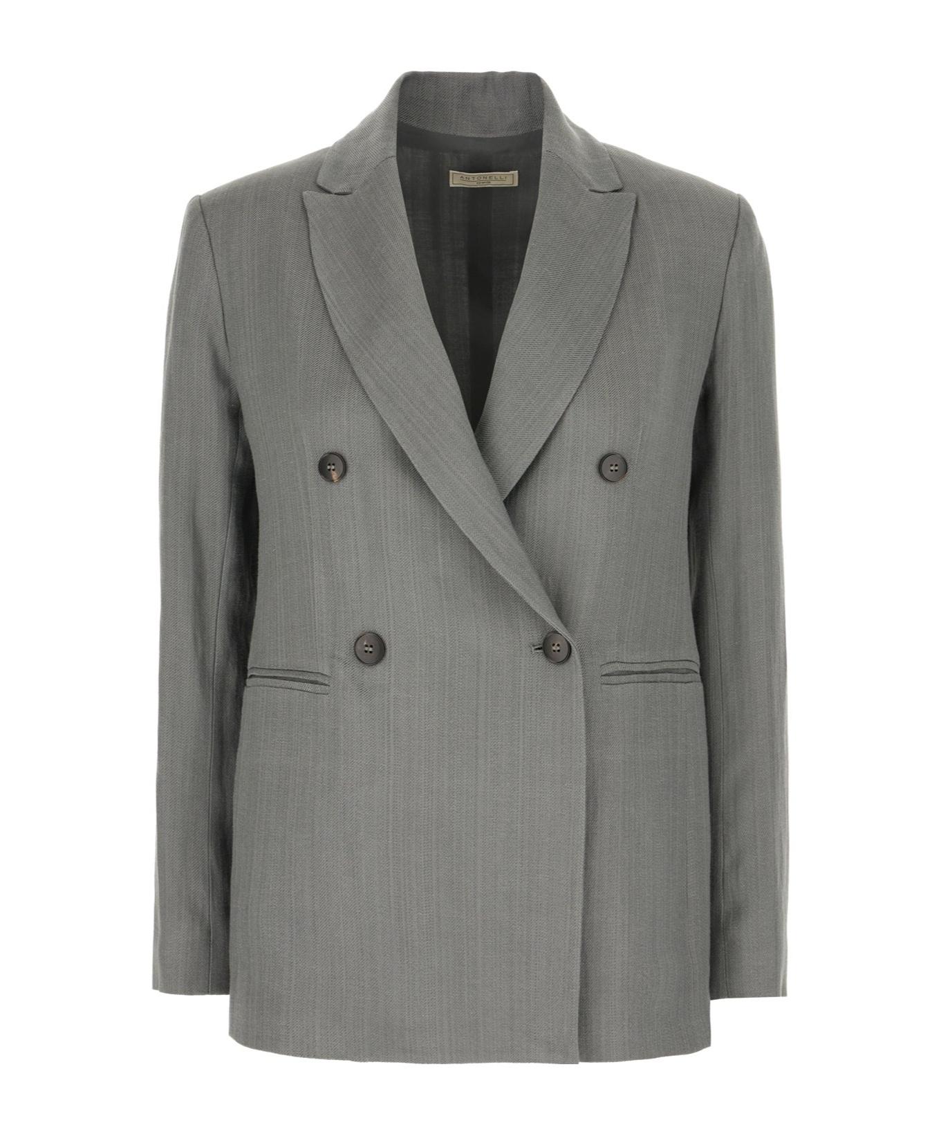 ジャケット ANTONELLI HIME_M3128N_001 Coats Double breasted jacket Antonelli Double-Breasted Blazer in Gray | Lyst