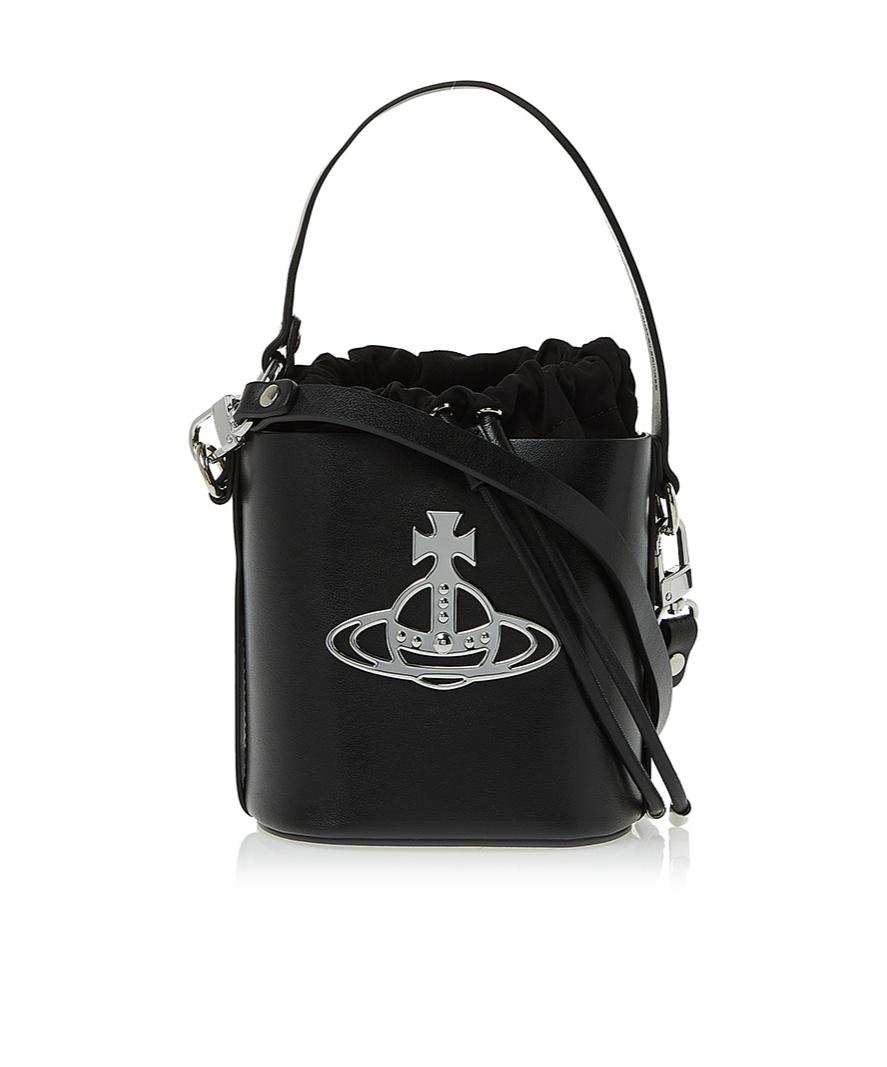 【送料&関税込】Vivienne Westwood Logo Bucket Bag Vivienne Westwood Nylon Hobo Shoulder Bag Bucket Bag Black