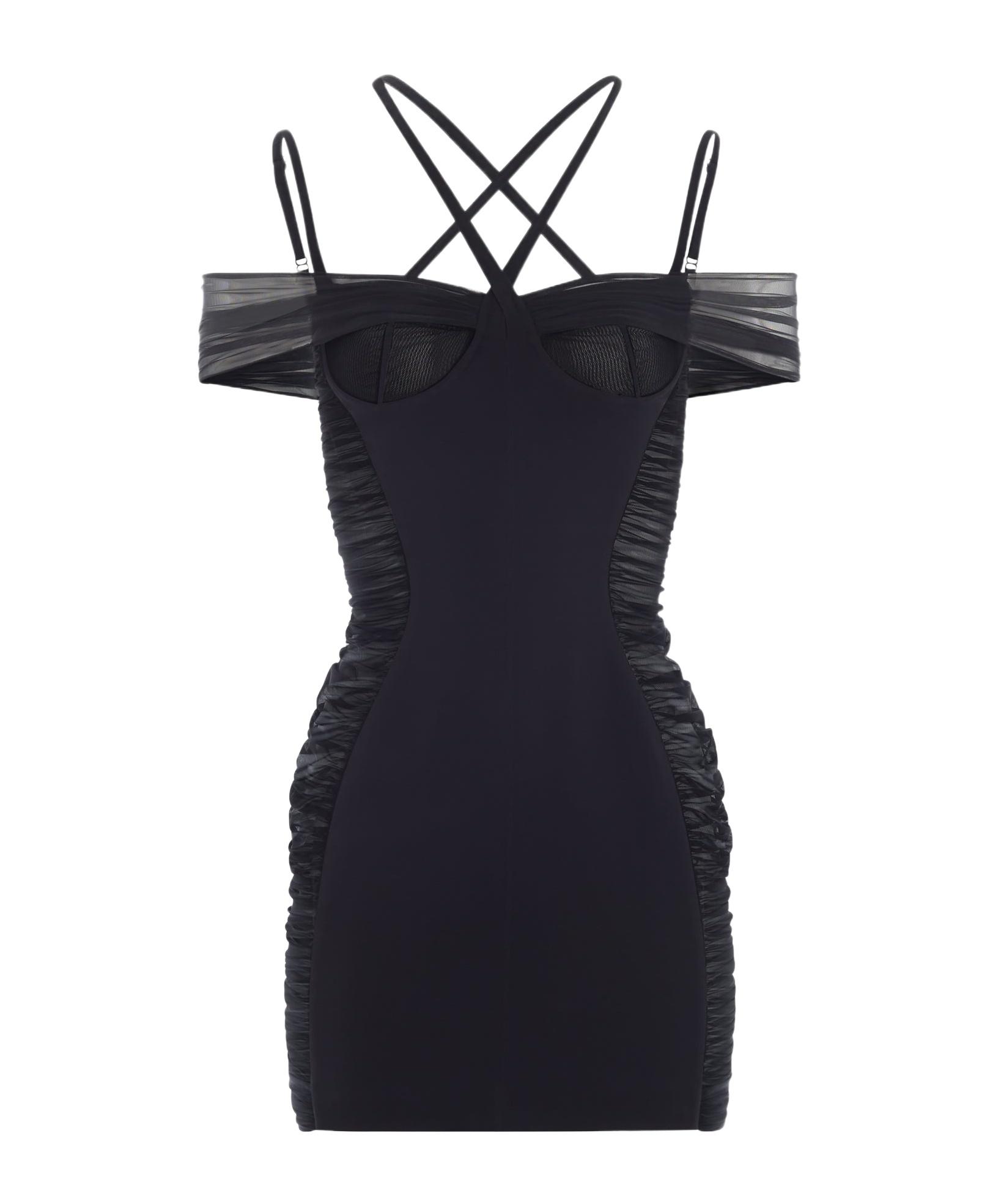 パーティードレス MUGLER 24F1RO16201119 Dresses Ruched cotton mini dress Mugler Ruched Mini Dress in Kaki | FWRD
