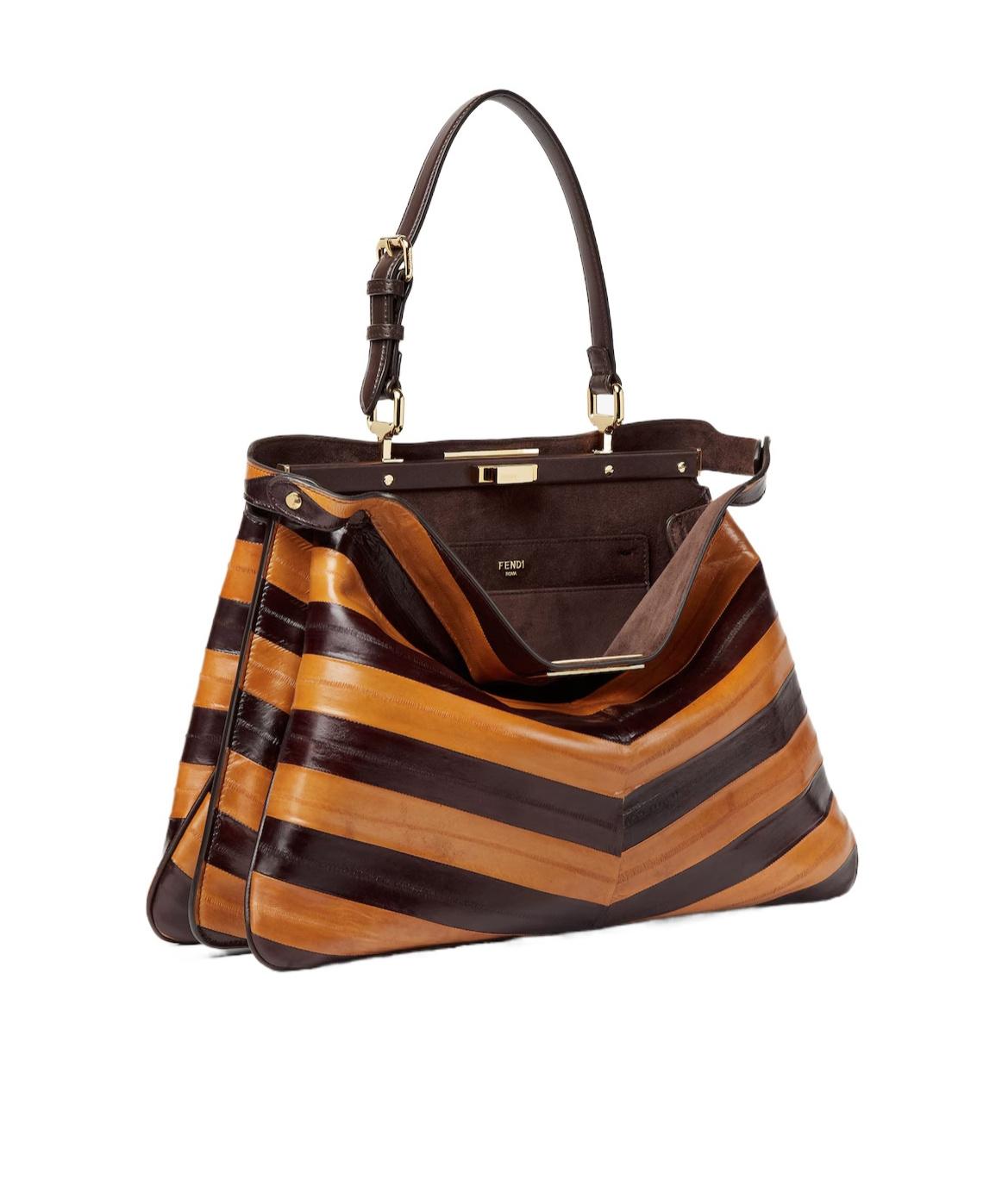 Fendi Peekaboo Soft Large Two-Tone Inlaid Hagfish Leather