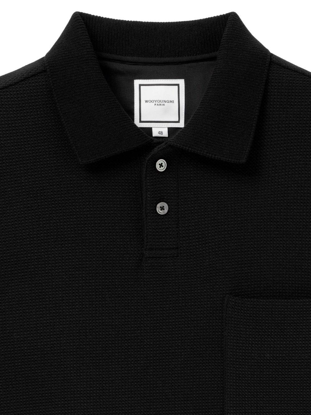 完売品 Wooyoungmi Long Sleeve Patch Polo WOOYOUNGMI Black 'Paris Seoul' Polo Wooyoungmi