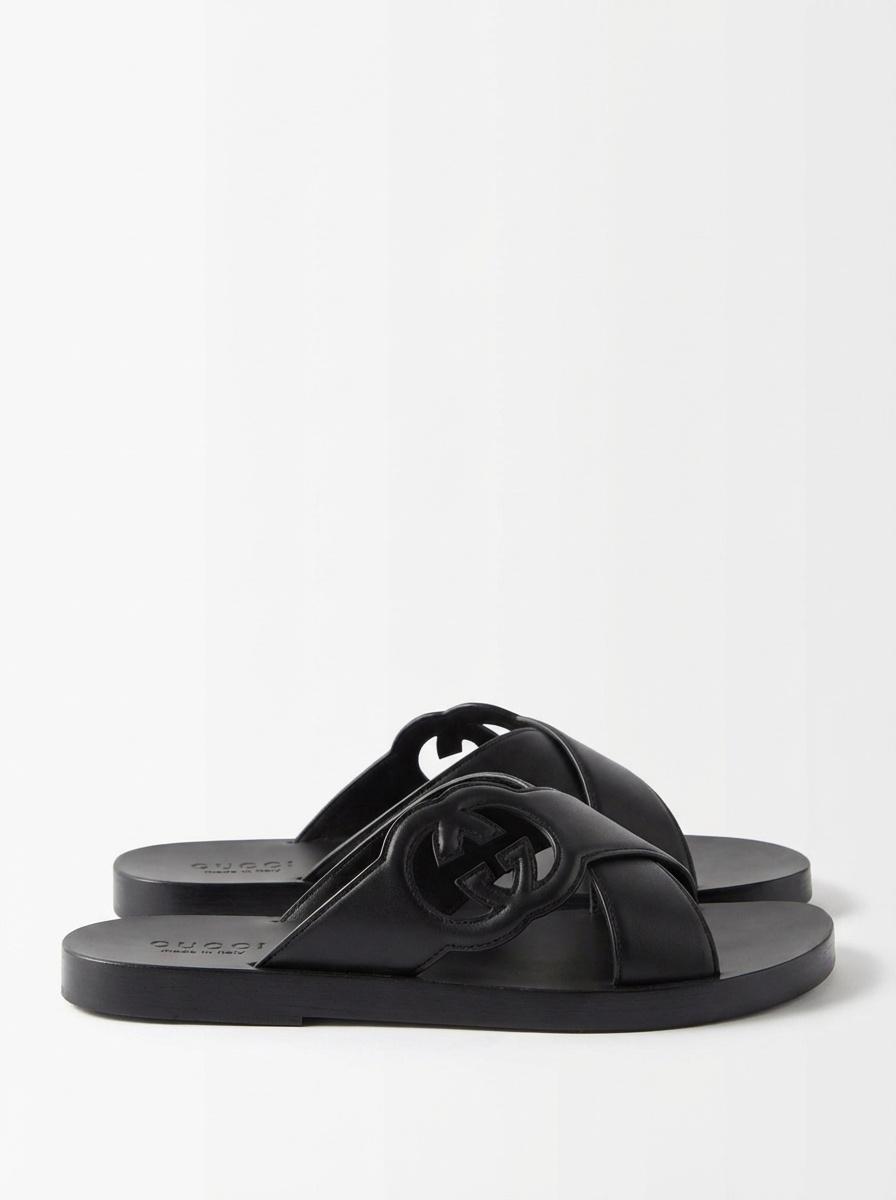 Gucci Cut-Out Logo Crossover Strapped Sandals for Men | Lyst