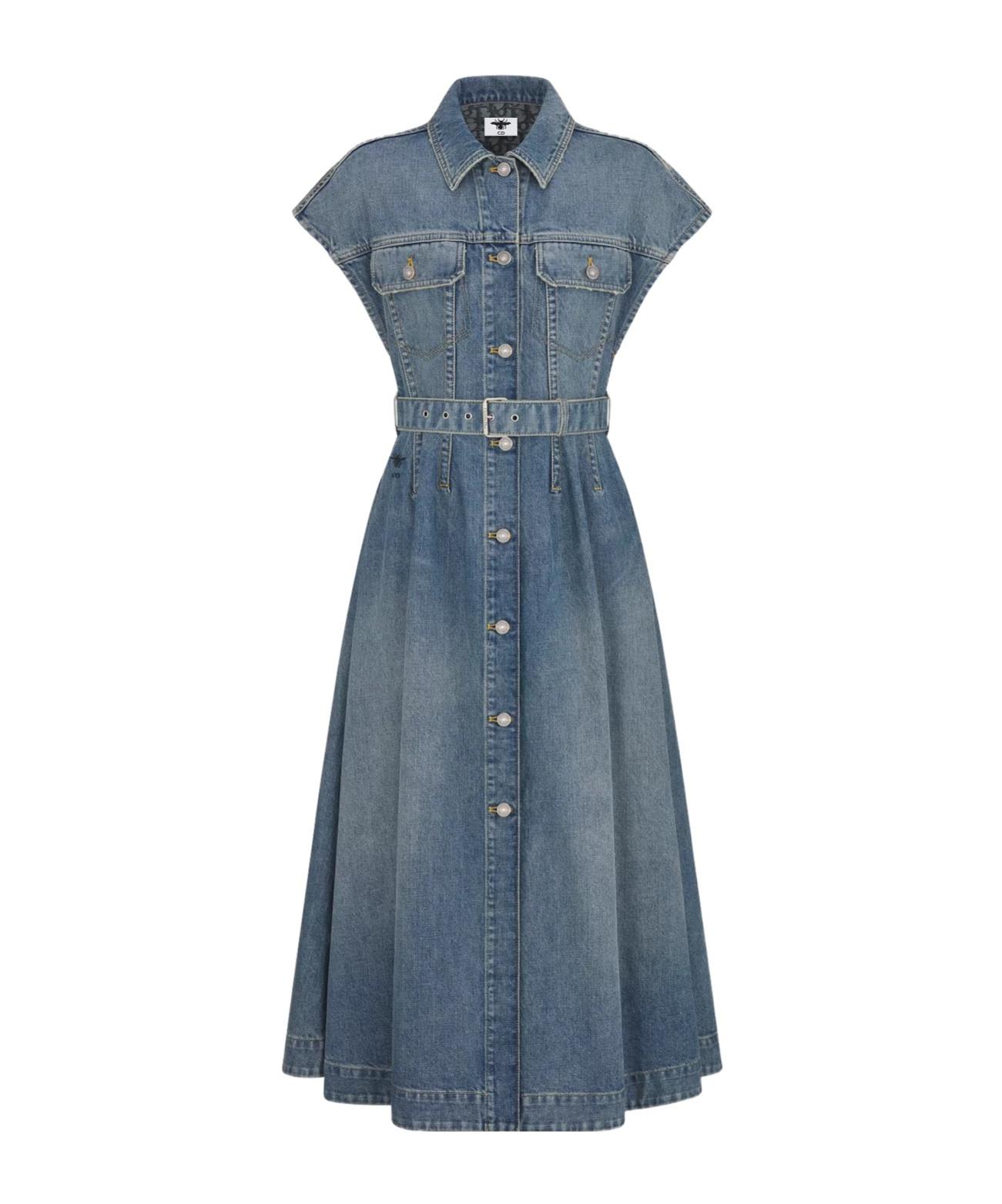 Dior Mid-Length Flared Dress in Blue | Lyst