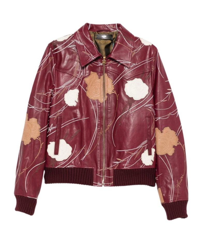 【期間限定出品】Ameri LEATHER JACKET Amiri MA Swirl leather varsity jacket Amiri