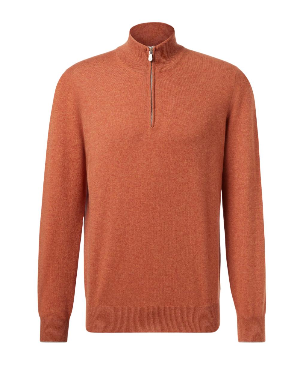 Brunello Cucinelli Cashmere Half-Zip Sweater in Orange for Men