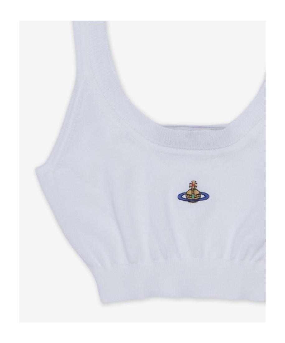 ★Vivienne Westwood★ 25SS Vivienne Westwood Sleeveless T-sh Vivienne Westwood Orb-embellished Tank Top | White | FARFETCH