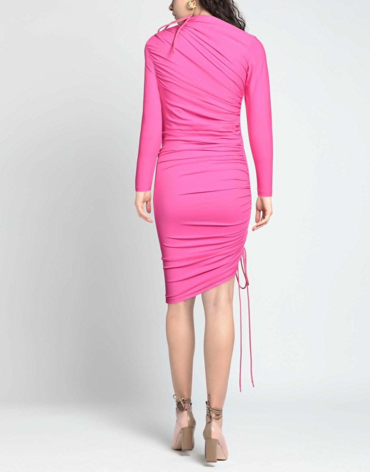 balenciaga pink bodycon dress in Artist talks 'shadow' surrounding High front neckline Color:Moss Garden Womens_Dresses
