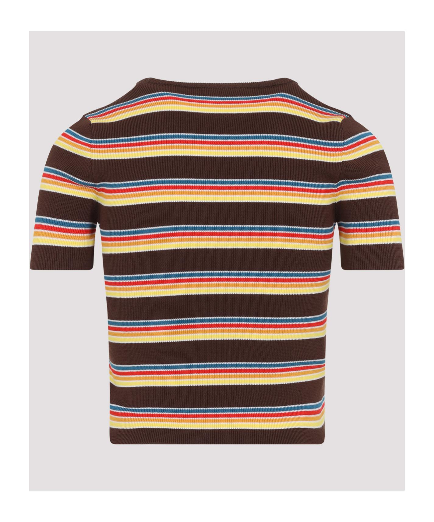 Prada Striped T-Shirt For in Brown | Lyst