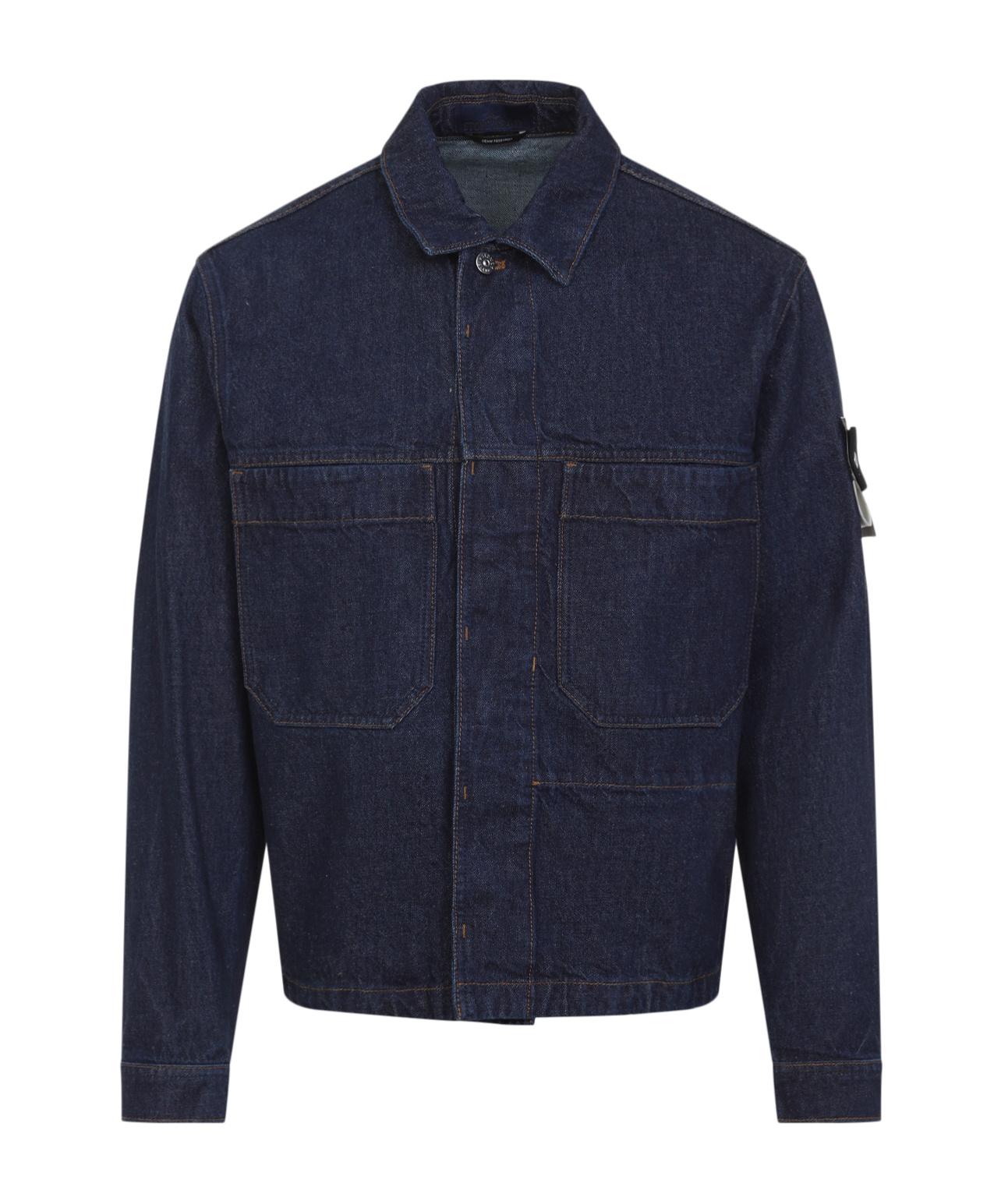 Stone Island Logo Patch Denim Jacket in Blue for Men | Lyst