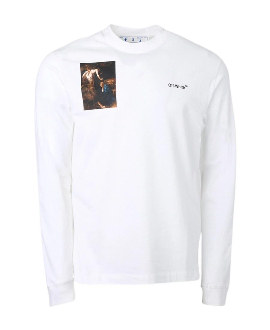 Tシャツ・カットソー OFF-WHITE WHITE LONG-SLEEVED T-SHIRT Off-White White Logo Back Print Cotton Long Sleeve T-Shirt