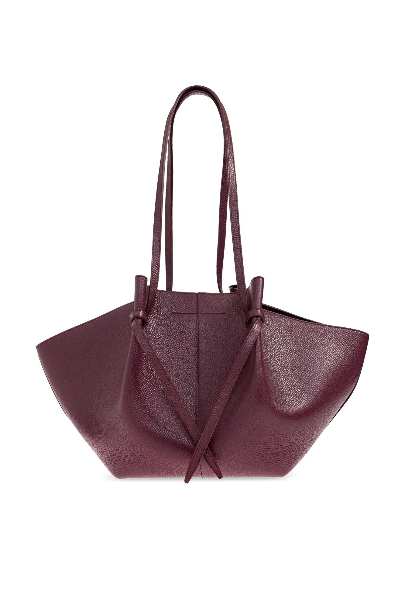 YUZEFI 女性ミニプレッツェルトートバッグ - トリュフ AUTH NWT $555 Yuzefi Mini Fortune Cookie Leather Top Handle