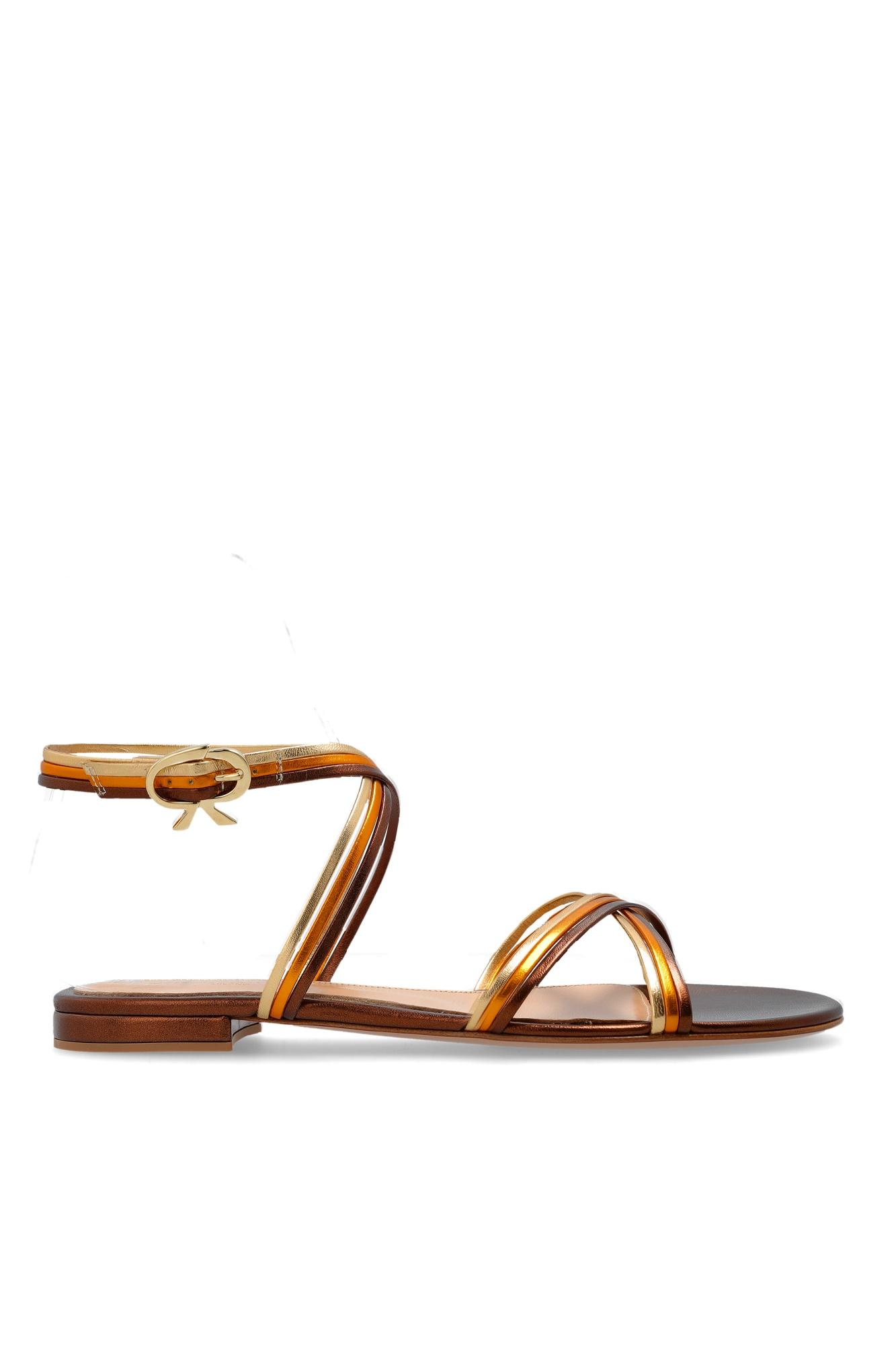シューズ・サンダルその他 GIANVITO ROSSI Woman Flat sandals Natural Gianvito Rossi - Nude Python Slingback Sandal, 85mm