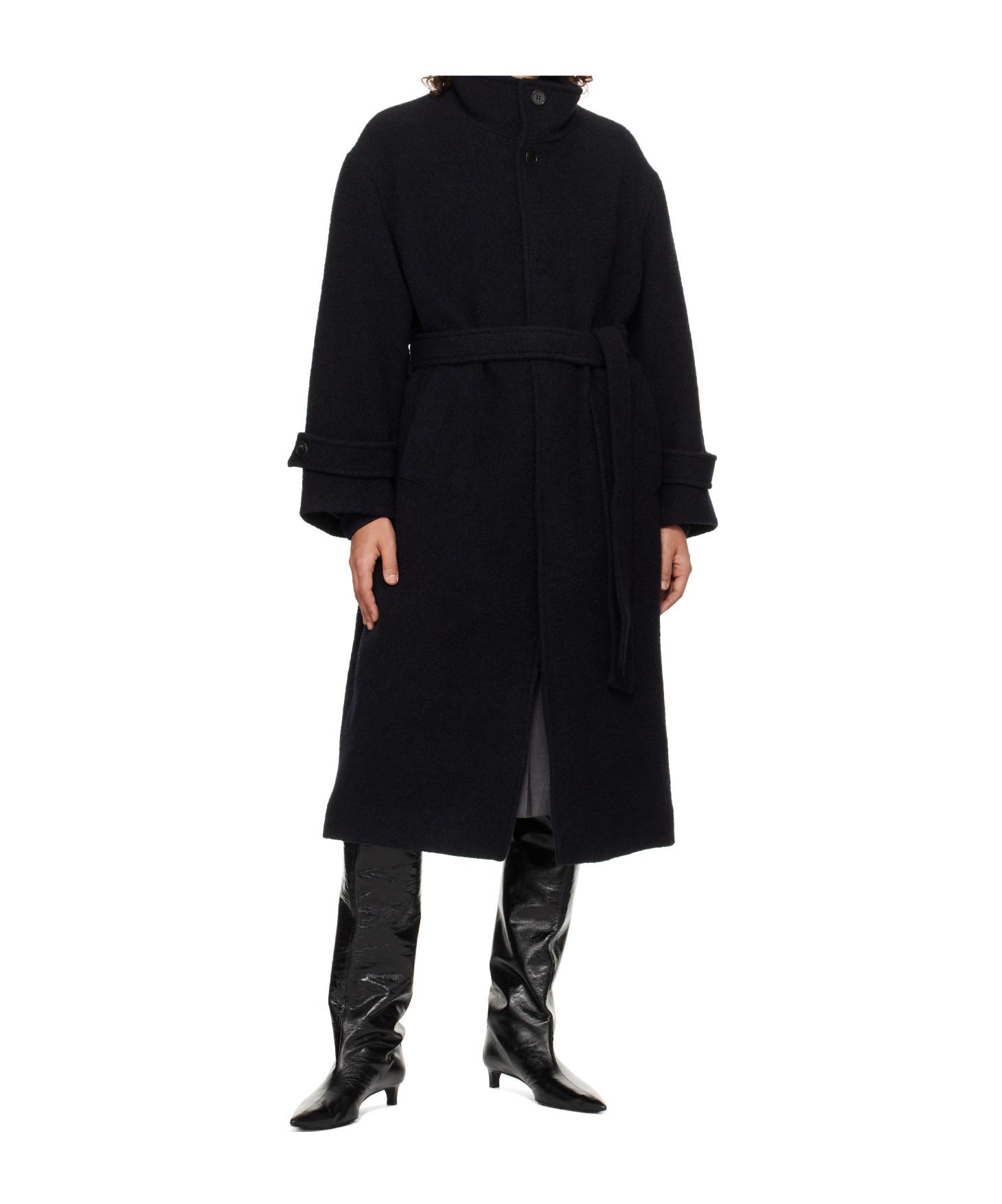 던스트]UNISEX BELTED WOOL MAC COAT BLACK_UDCO2D123BK