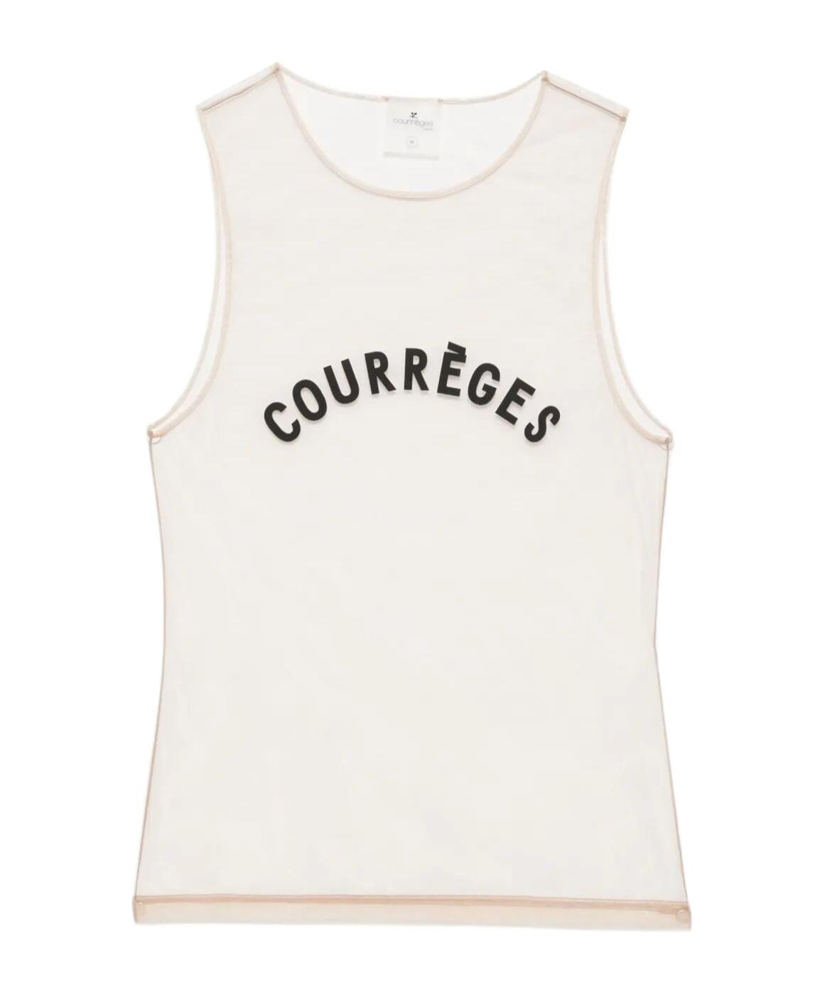 ★Courreges★ Logo Sleeveless T-Shirt White 323MDE050FI00010 Logo ribbed-knit tank top in white - Courreges | Mytheresa