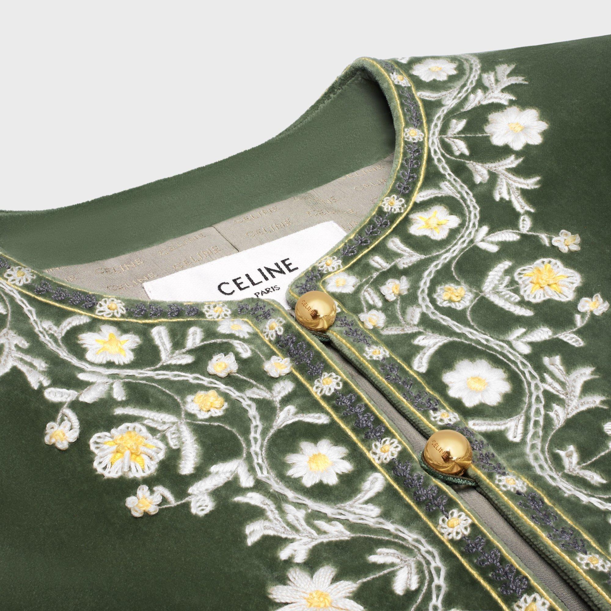 Celine Embroidered Chelsea Jacket in Green | Lyst