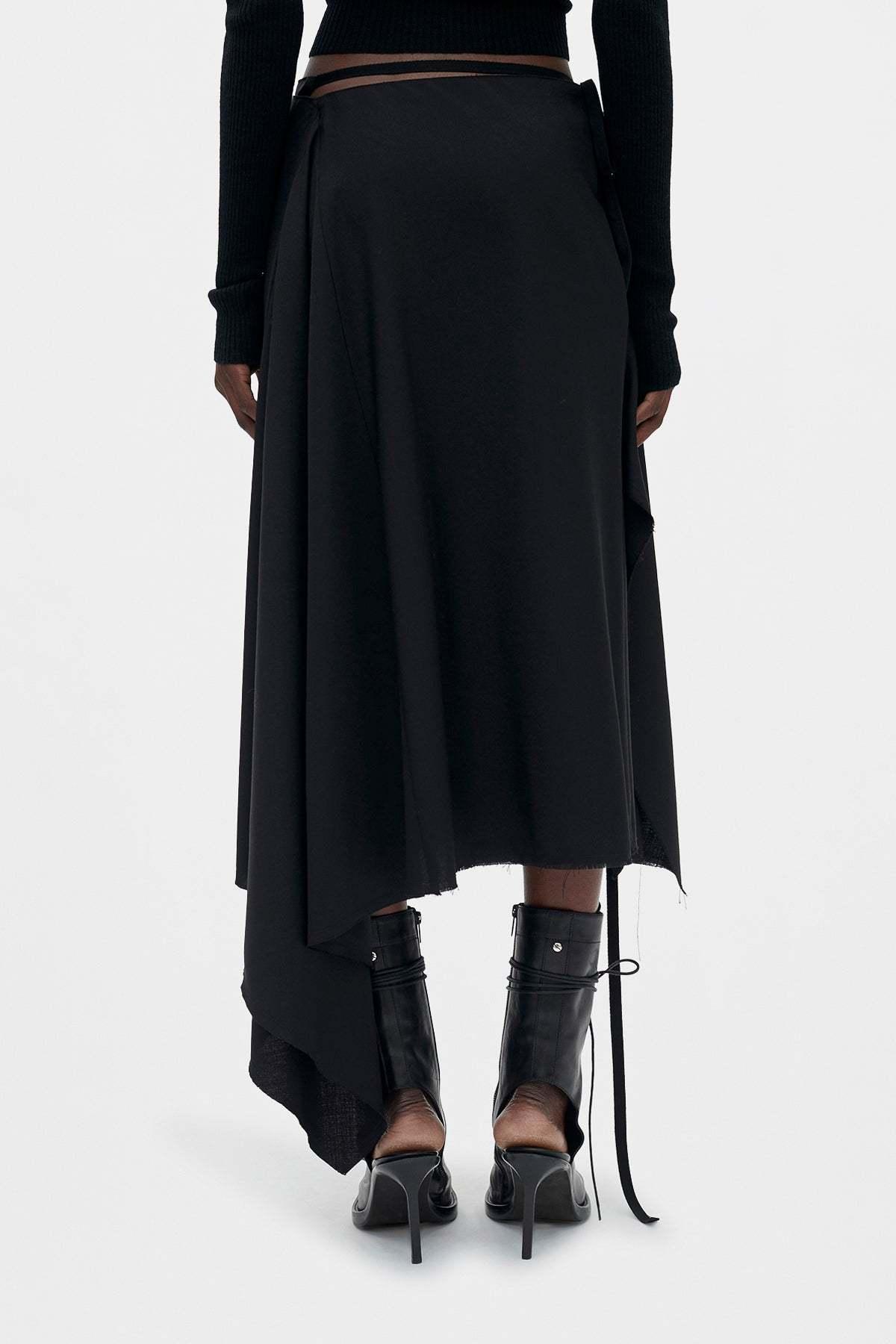 Ann Demeulemeester Wrap Asymmetric Skirt in Black | Lyst