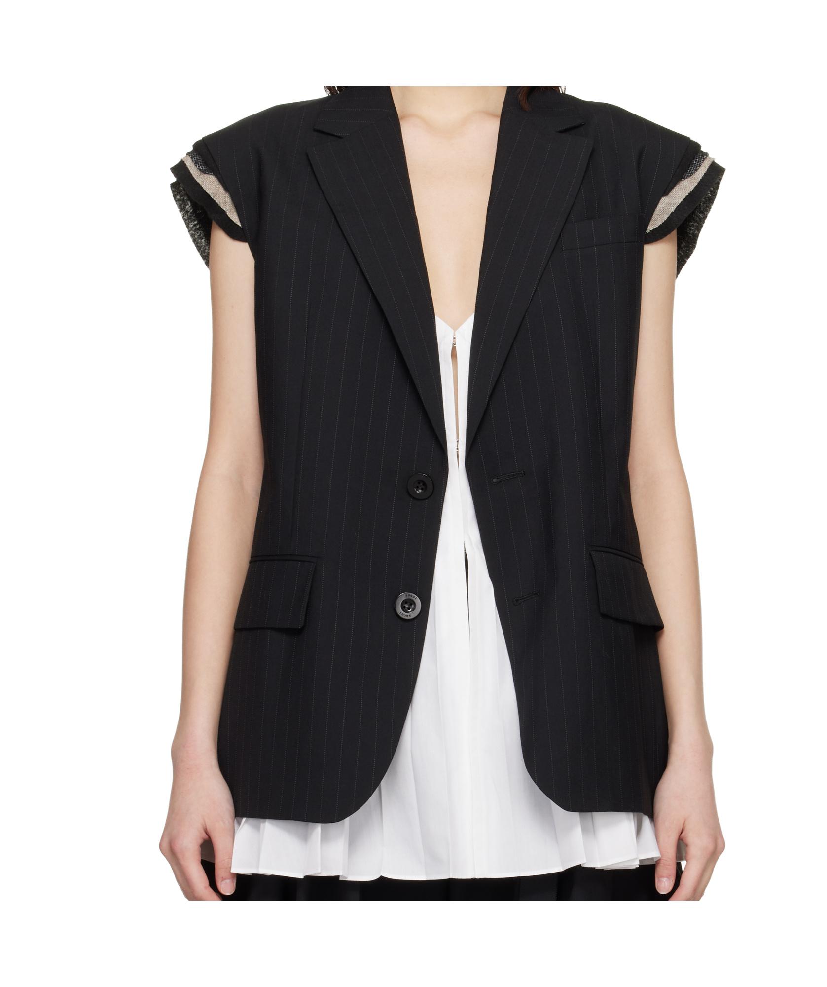 Sacai Chalk Stripe Vest in Black | Lyst