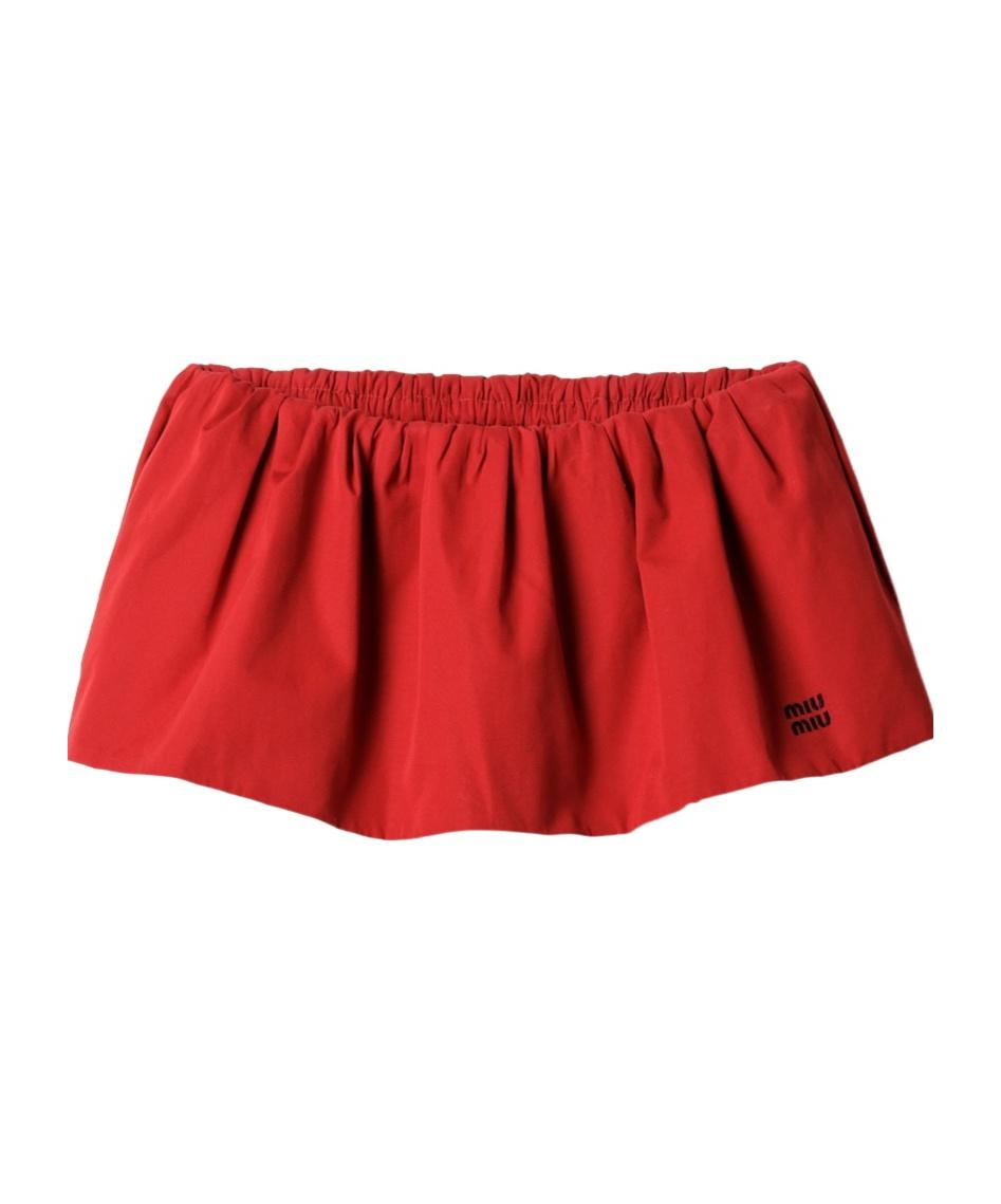 Miu Miu Cotton Poplin Mini Skirt in Red | Lyst