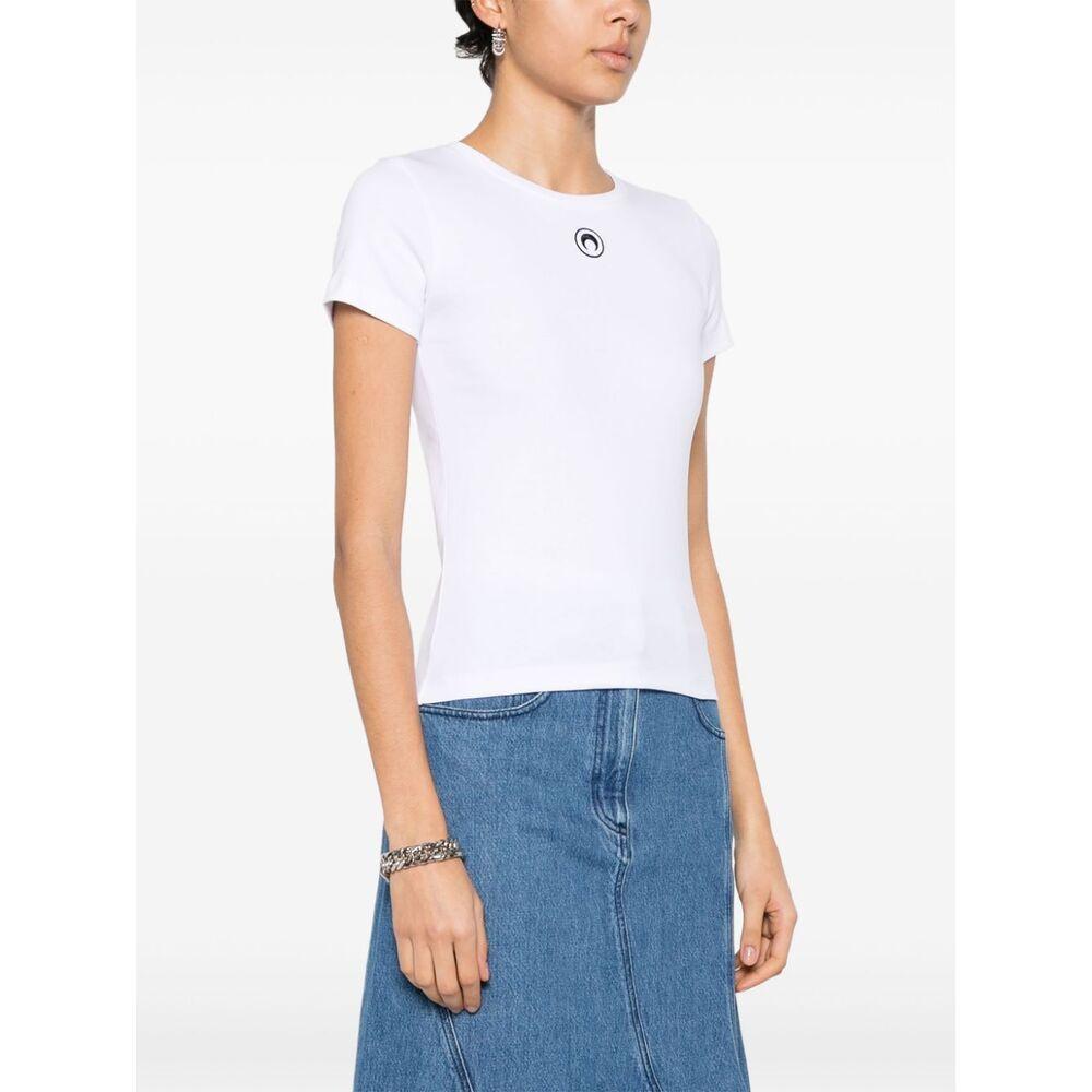 Marine Serre｜SHORT-SLEEVED ROUND NECK T-SHIRTS (MTT077C Marine Serre Moon short-sleeves T-shirt | Black | FARFETCH
