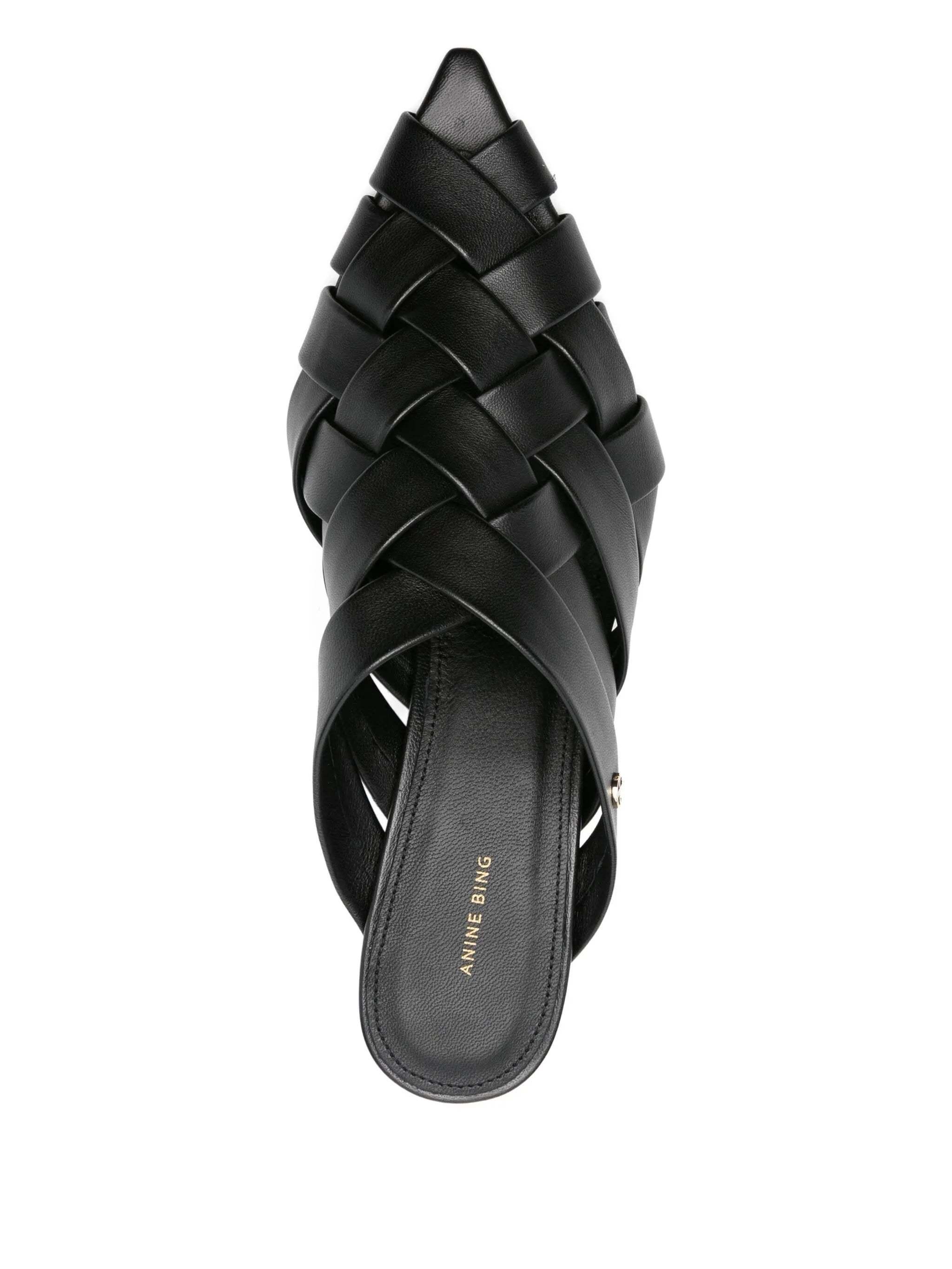 【関税込み】Eve Mules  Black Sandals - ANINE BING - Leather Eve Sandals - Black | house of lolo