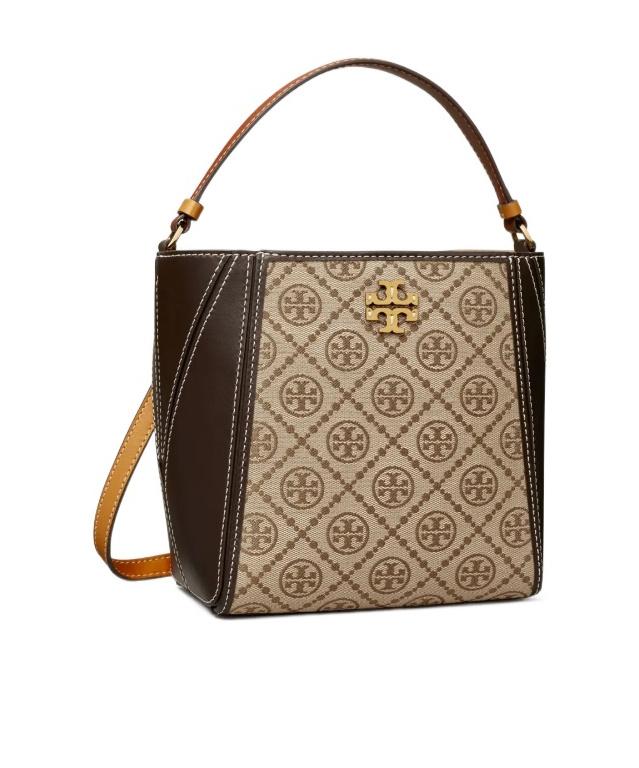 Tory Burch Mcgraw T Monogram Small Bucket Bag in Brown Lyst