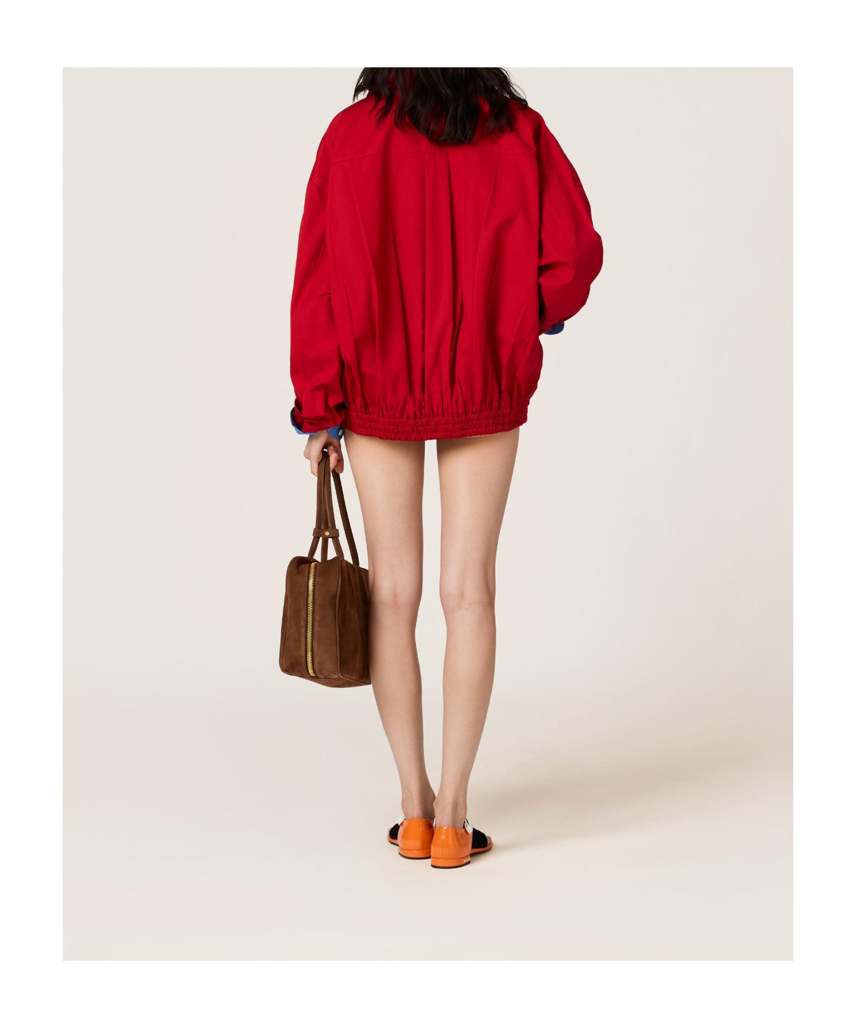 MiuMiu Heavy Poplin Blouson Jacket ブルゾン ジャケット ロゴ Miu Miu Poplin Blouson Jacket in Red | Lyst