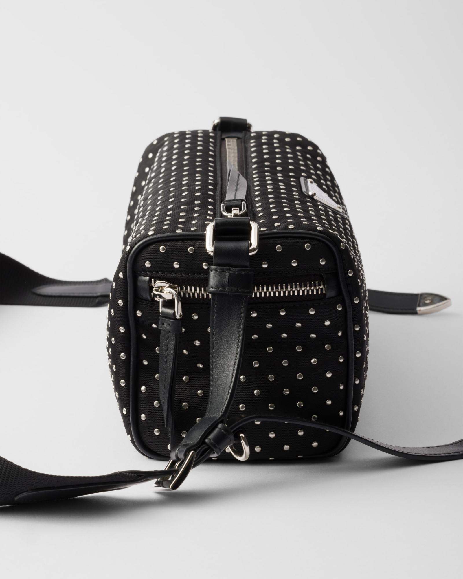 Prada Re-Nylon Bag With Studs in Black | Lyst