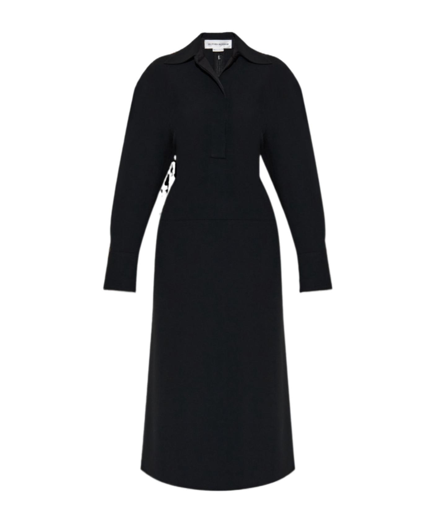 victoria beckham long sleeve dress Victoria Beckham Gathered long-sleeve Midi Dress | Black