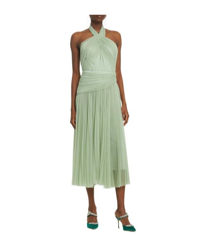 maria lucia hohan women green marble print halter dress Neck Tulle in LowStock:42740351336499