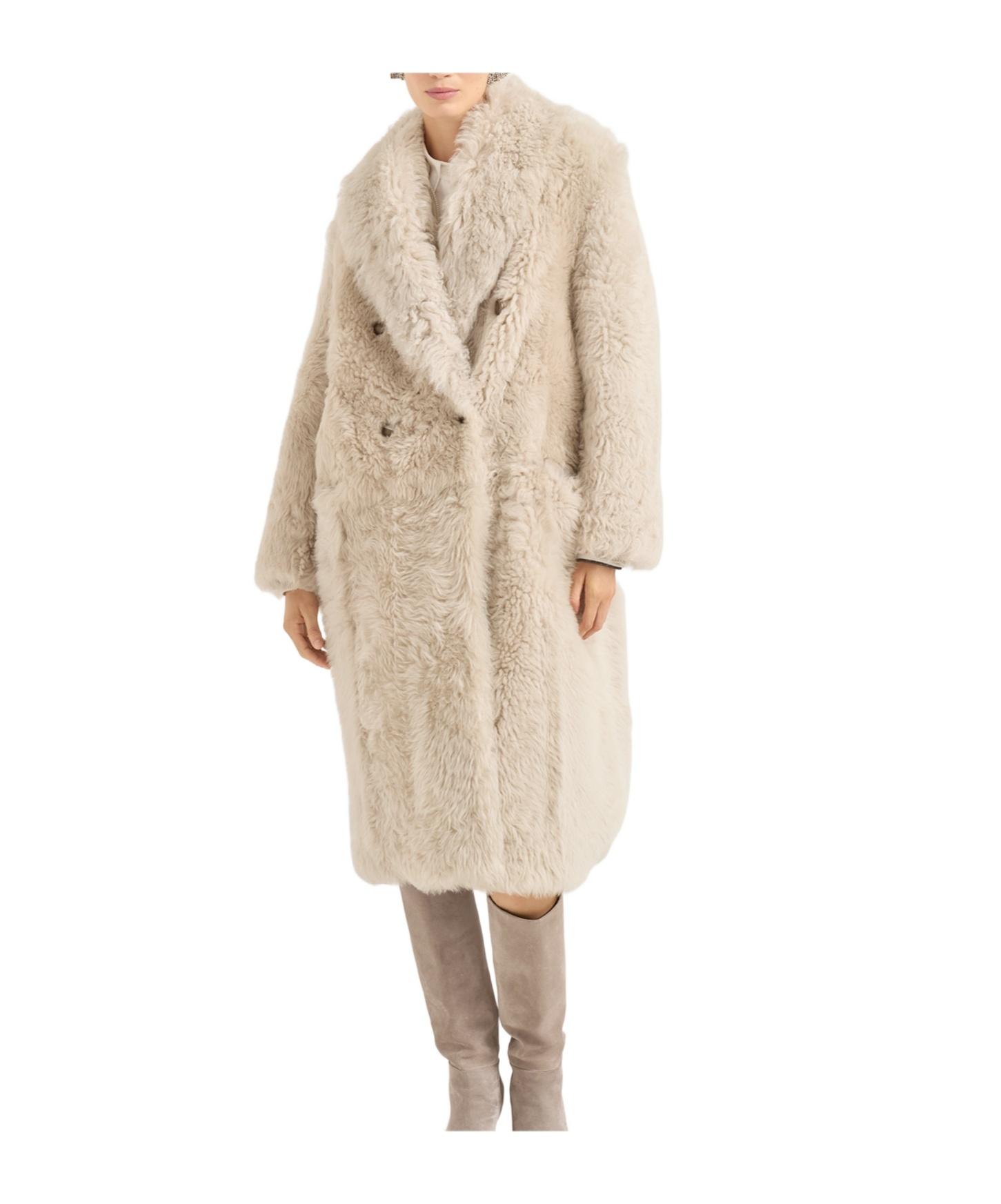 BRUNELLO CUCINELLI カシミヤ ファー ロングコート ベージュ