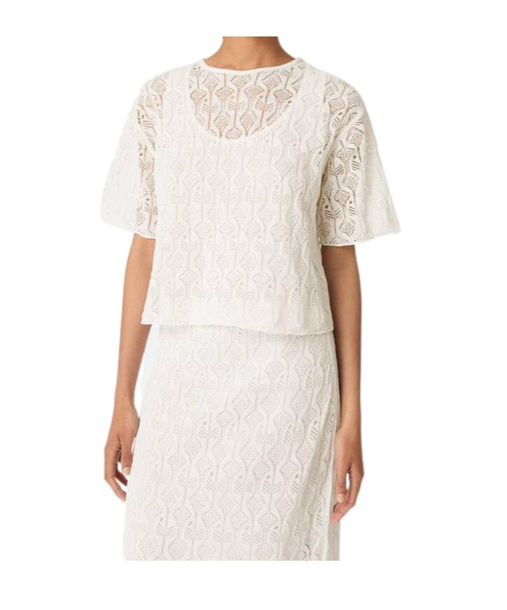 Tシャツ・カットソー BOTTEGA VENETA White Lace Fish Top Bottega Veneta Fish Lace Top in White | Lyst