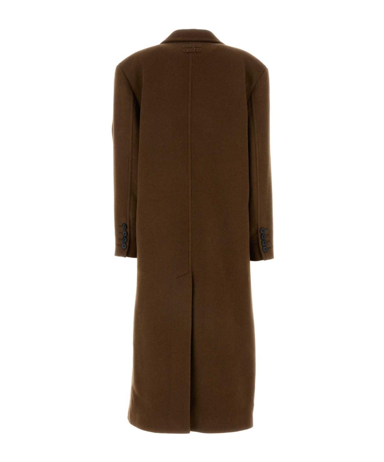 Miu Miu Virgin Wool Coat in Brown | Lyst Miu Miu Virgin Wool Coat in Brown | Lyst