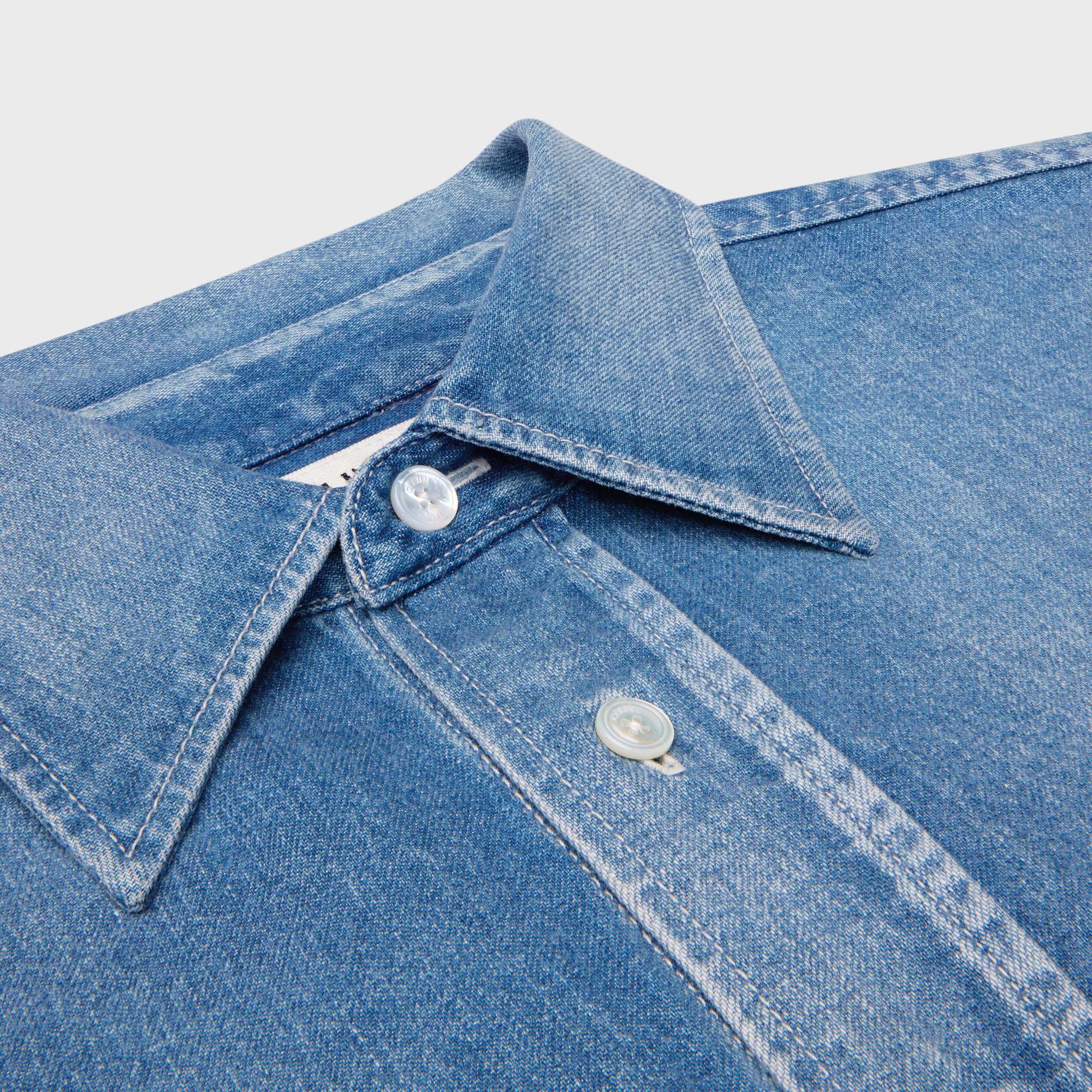 Celine Denim Cotton Shirt in Blue | Lyst