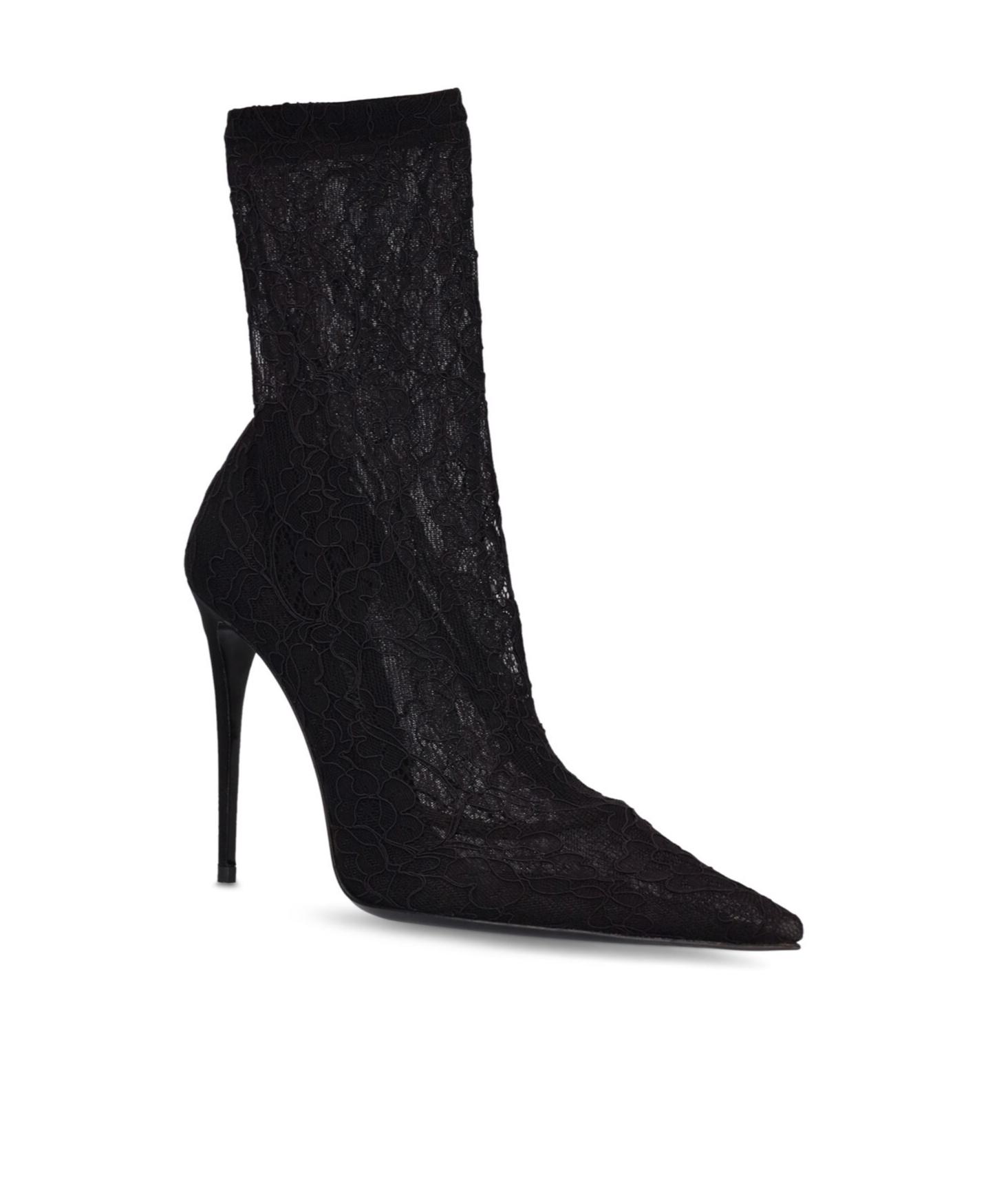 Dolce&Gabbana★素敵！Black Lace High Heel ankle Boots NEW DOLCE & GABBANA BLACK STRETCH LACE HEELS BOOTIES BOOTS