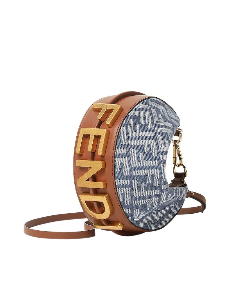 Fendi Graphy Ff Jacquard Mini Hobo Bag in Blue | Lyst