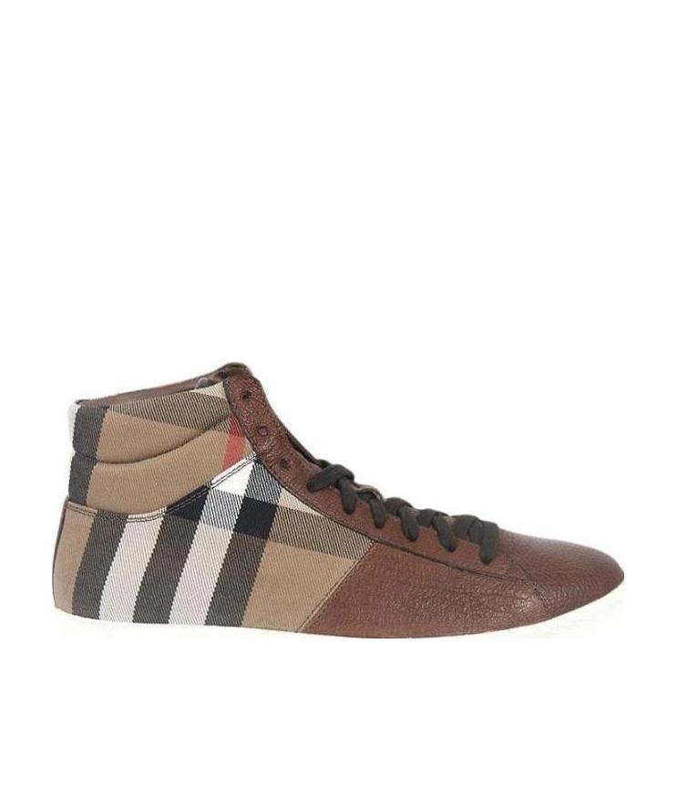 Burberry Check High-Top Skate Shoes in Brown for Men | Lyst display picture 1