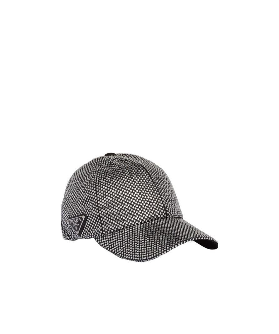 Prada Duchesse Baseball Cap With Crystals in Gray | Lyst