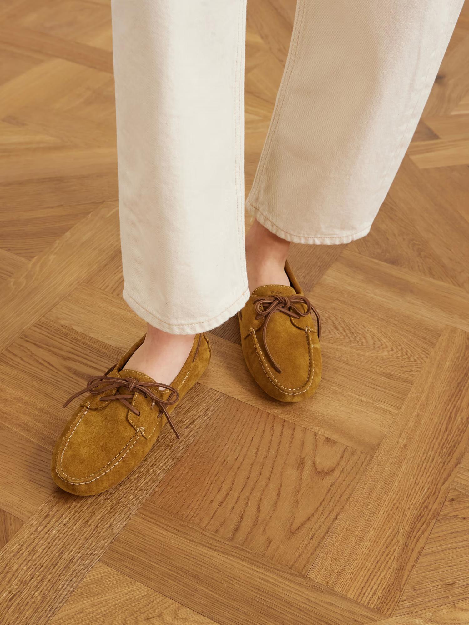 Polo by Ralph Lauren Tan Loafers with Blue and Green Stripes Polo Ralph Lauren Block Stripe Rugby Long Sleeve Polo Shirt  main image 3