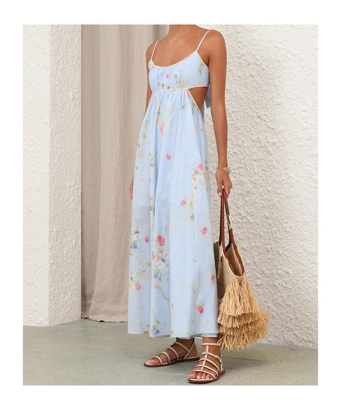 Zimmermann Lucky Picnic Maxi Dress in Blue | Lyst
