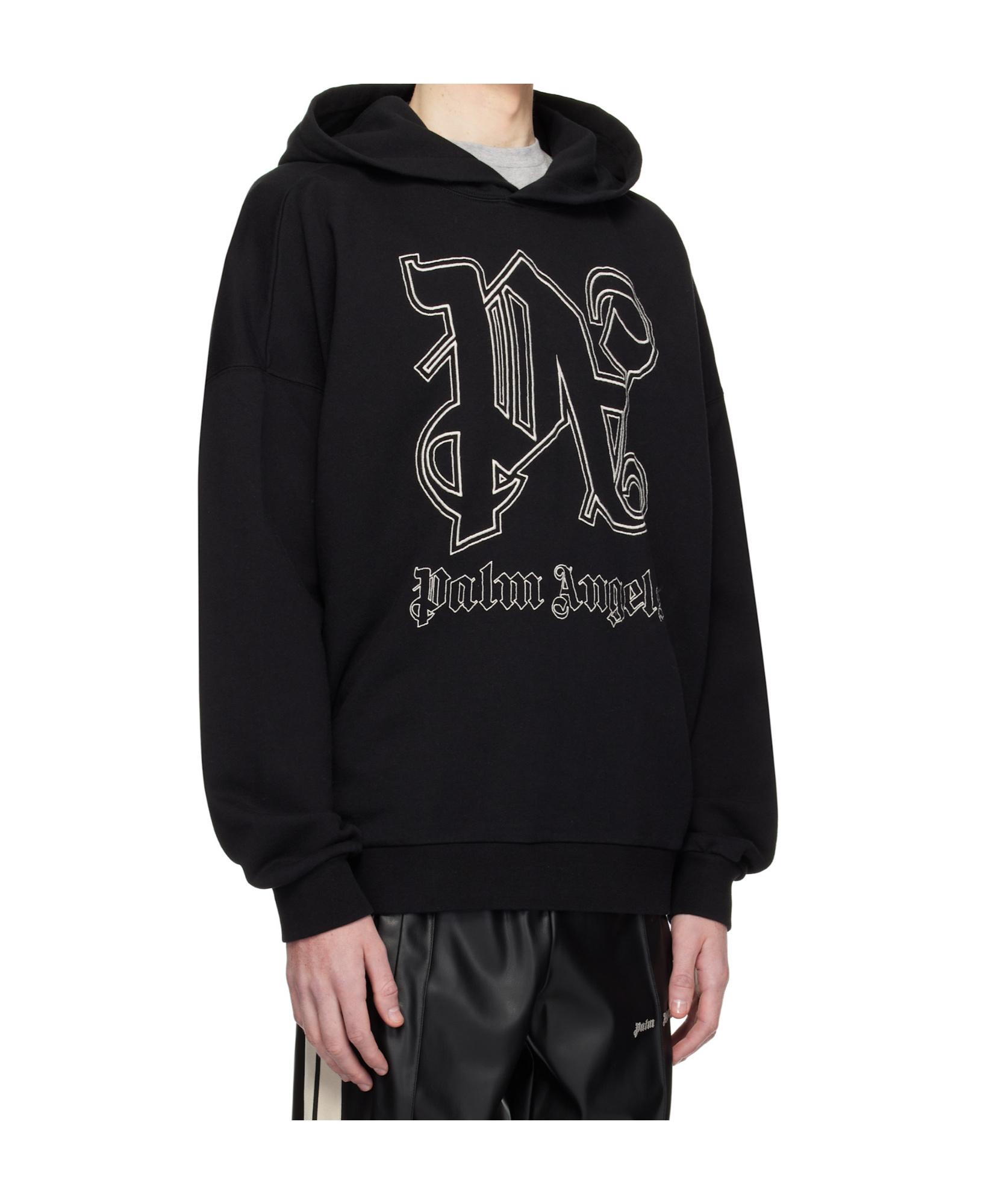【関税込み】PALM ANGELS PA MONOGRAM STATEMENT JERSEY HOODIE Black Statement Monogram Hoodie by Palm Angels on Sale