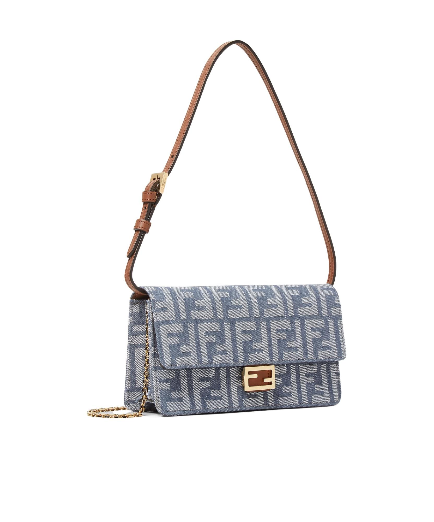長財布 Fendi Baguette Wallet On Chain In Ff Jacquard Wallet On Chain Baguette Fabric Beige | Fendi