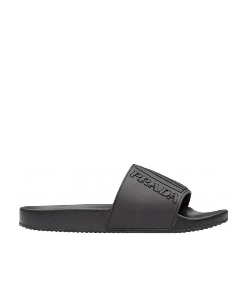 Prada logo printing flip flops in black for men lyst