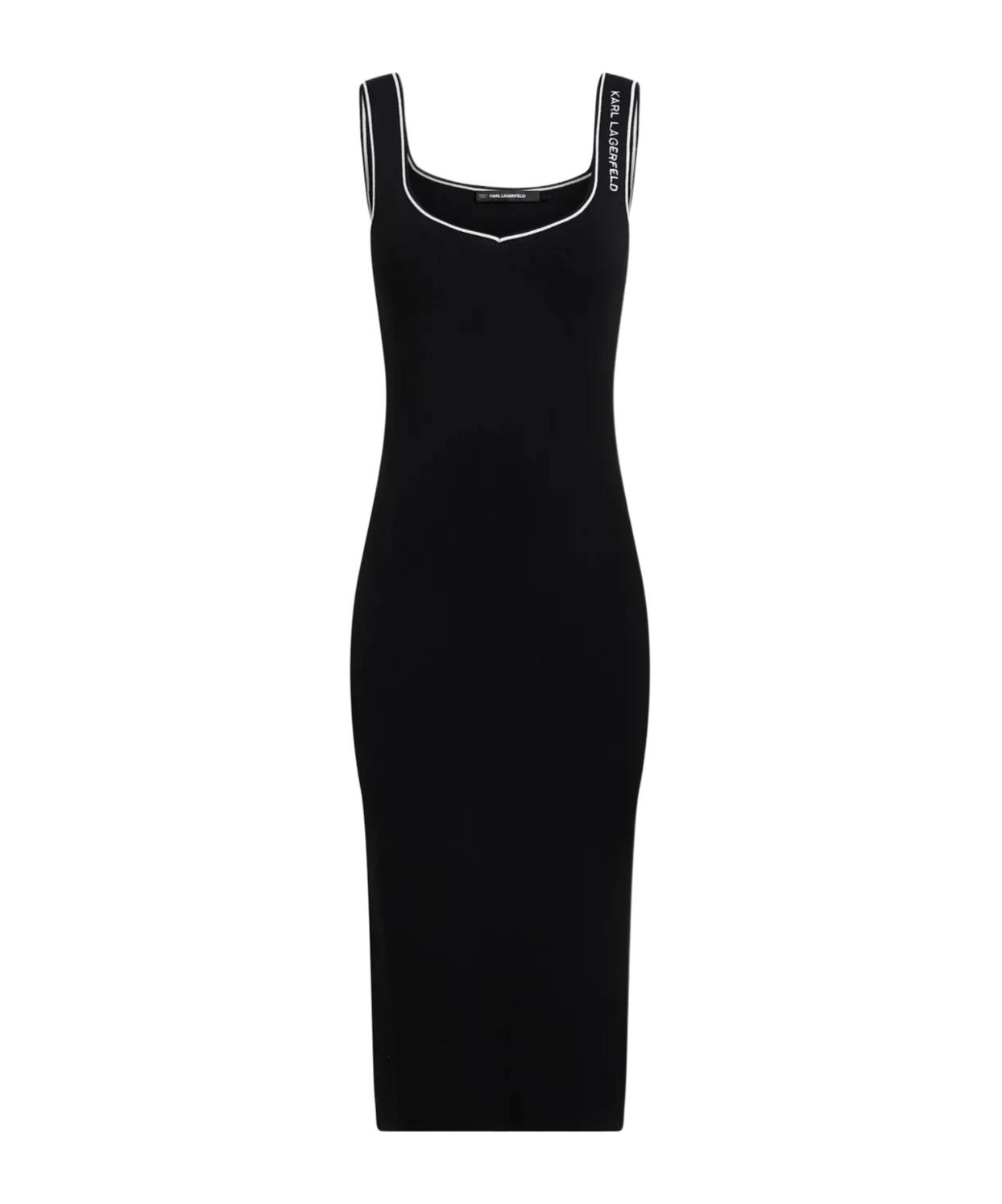 KARL LAGERFELD Knitted Dress in Black | Lyst