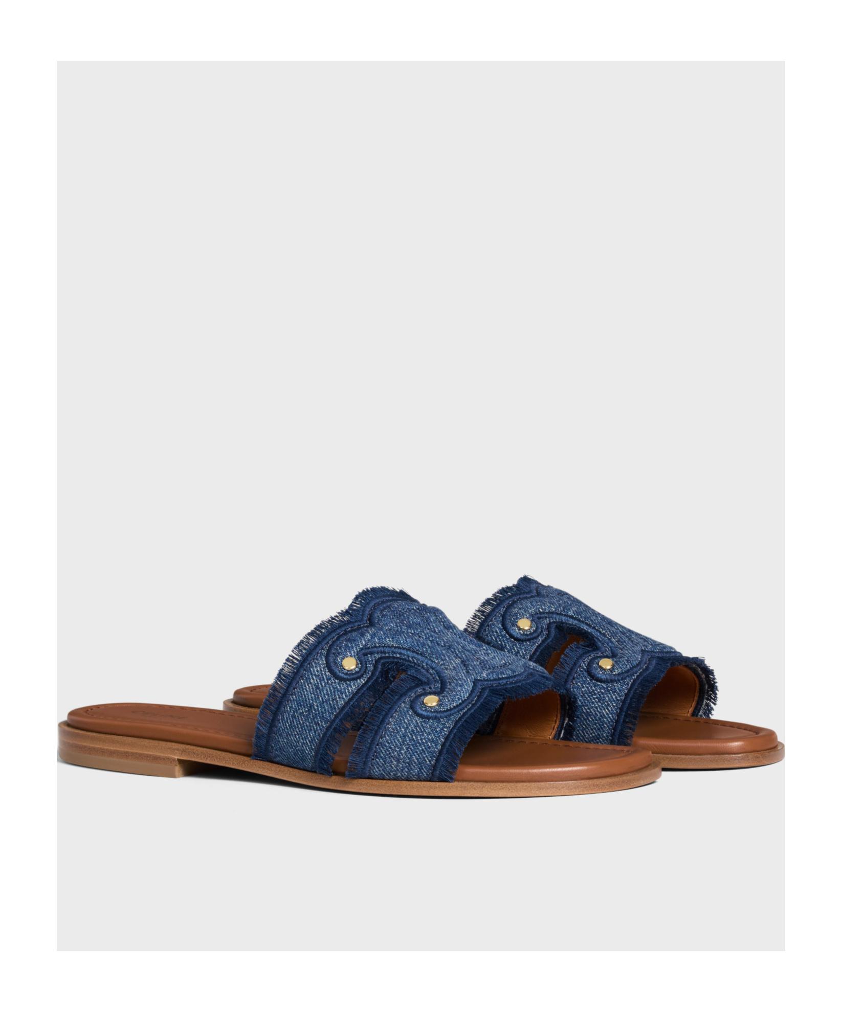 Celine Marina Fringed Mule in Blue | Lyst