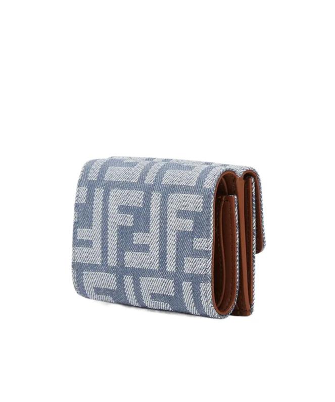 ヘアアクセサリー FENDI Micro Trifold Baguette wallet in jacquard FF denim eff Baguette Micro Trifold Fabric Blue | Fendi