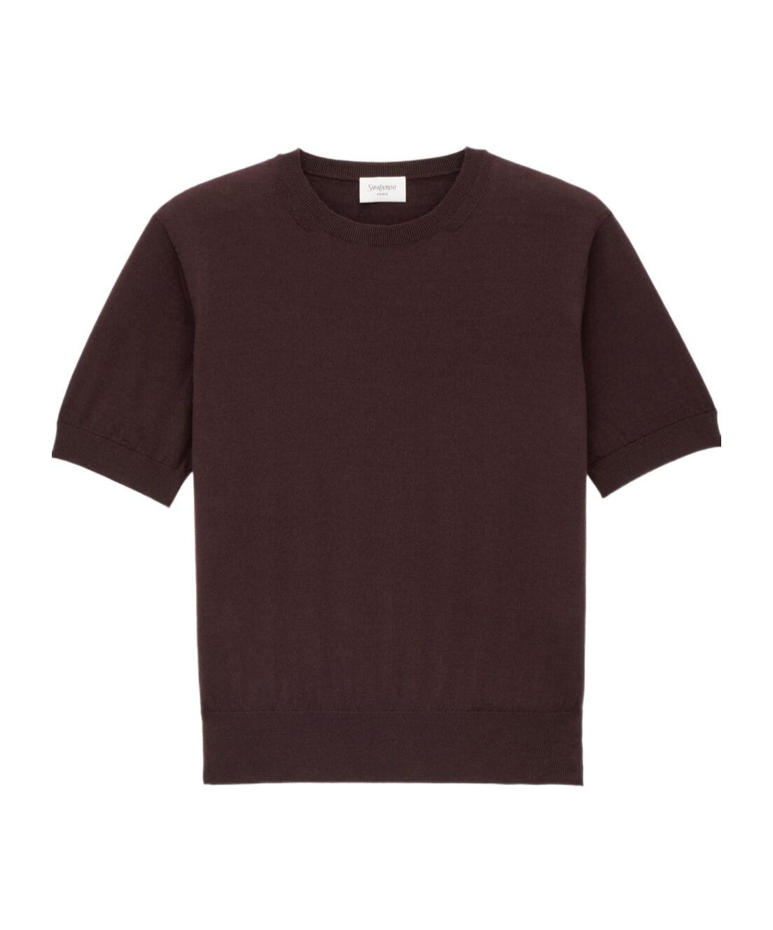 ★Saint Laurent★ Round neck short sleeve t-shirt caramel 80 Saint Laurent Reverse Logo T-Shirt in Grey | LN-CC